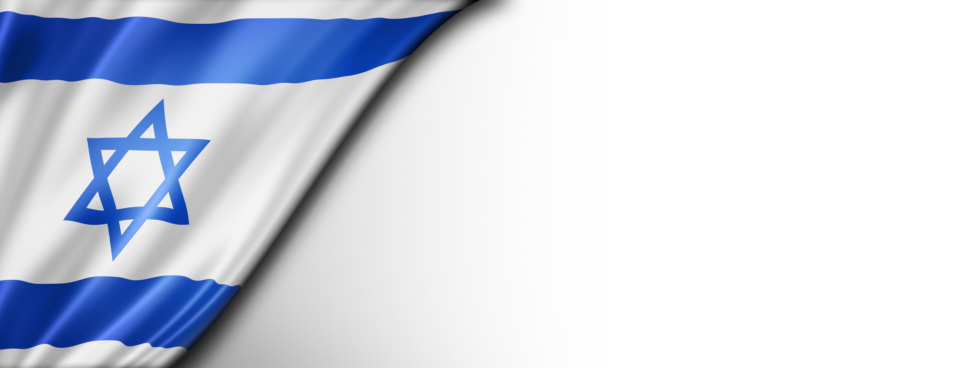 Israeli Flag on White Banner